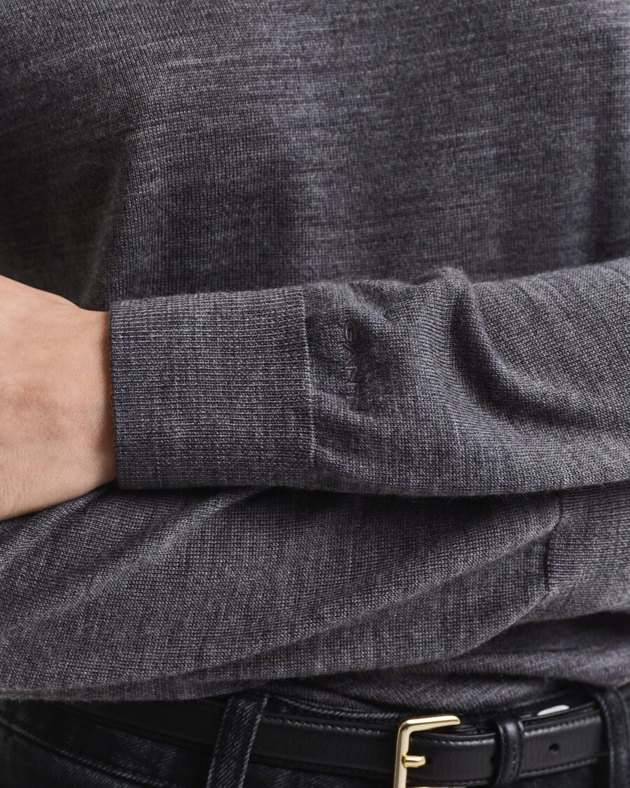 rollkragenpullover aus extrafeiner merinowolle – anthrazit meliert