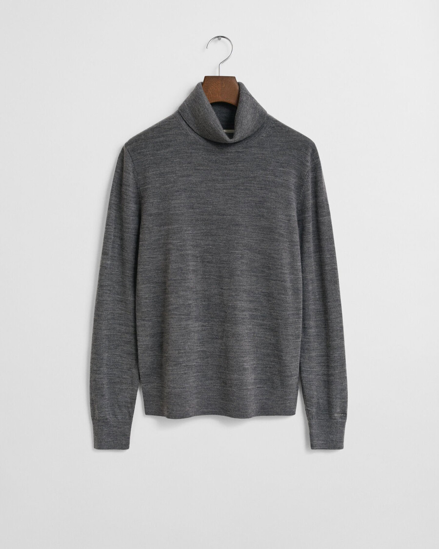 rollkragenpullover aus extrafeiner merinowolle – anthrazit meliert