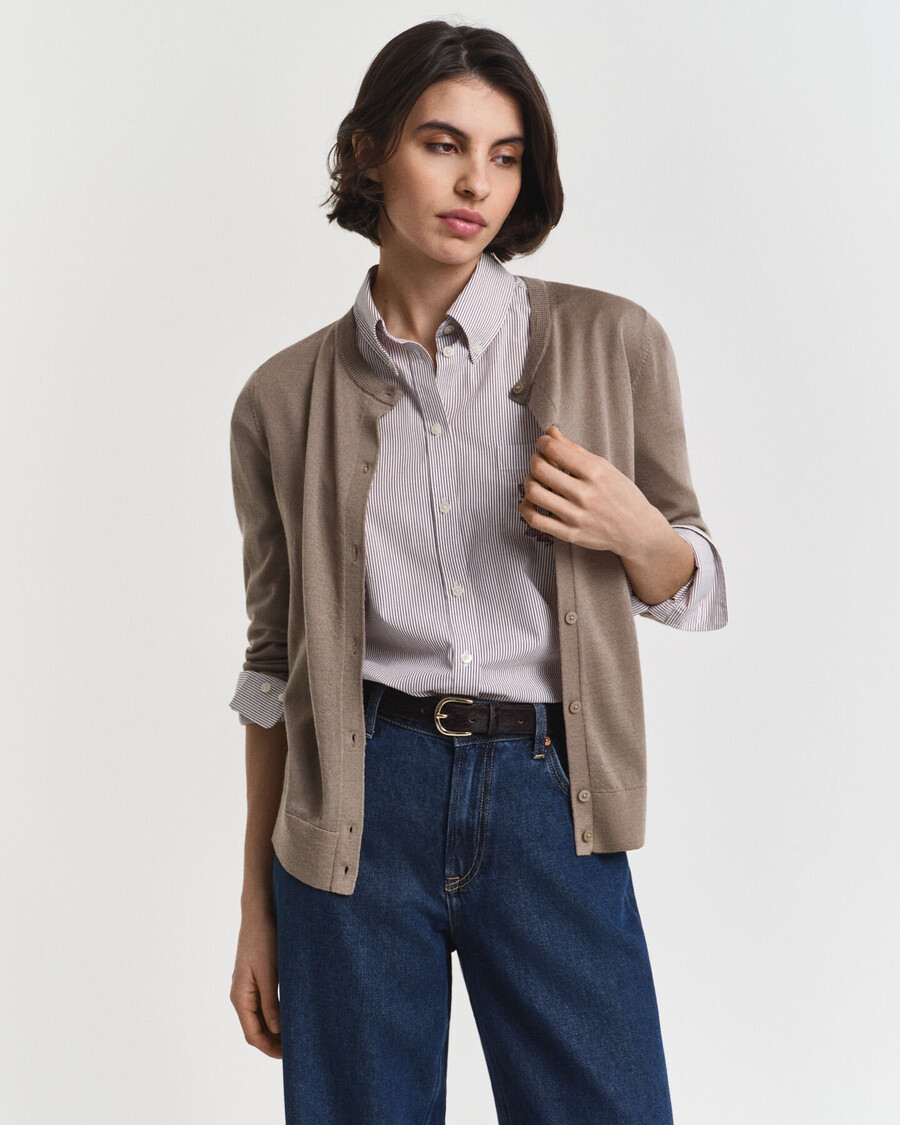 cardigan aus extrafeiner merinowolle – taupe-beige
