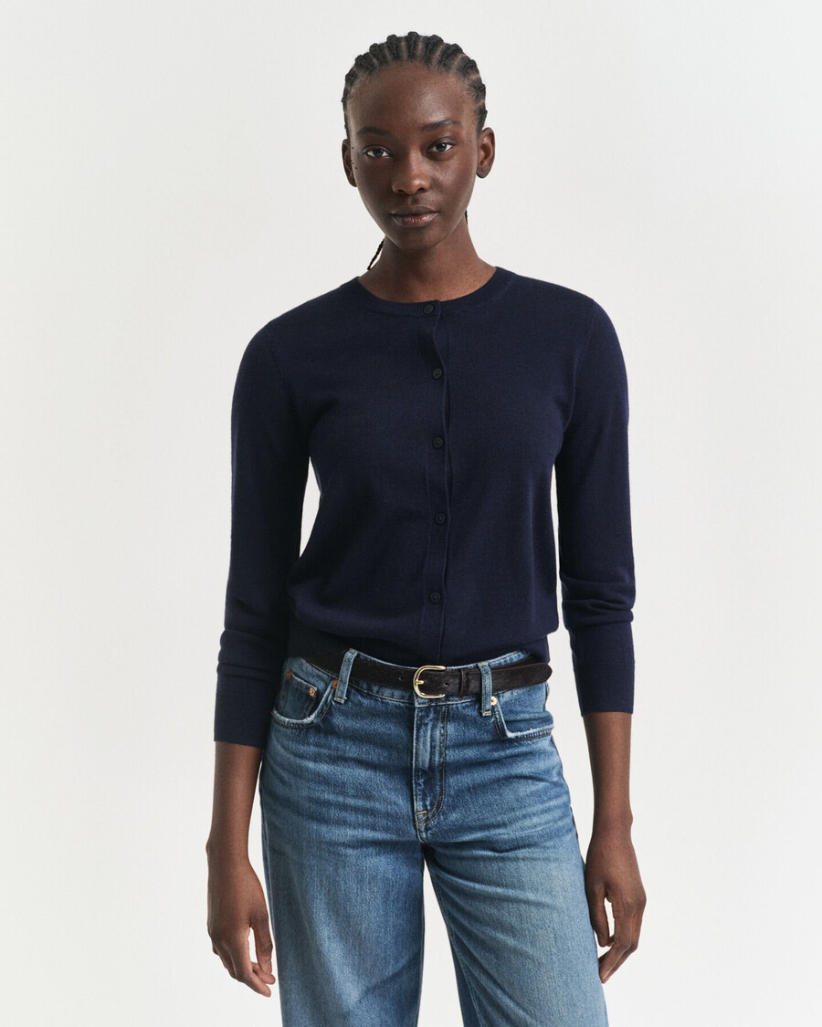 cardigan aus extrafeiner merinowolle – abendblau