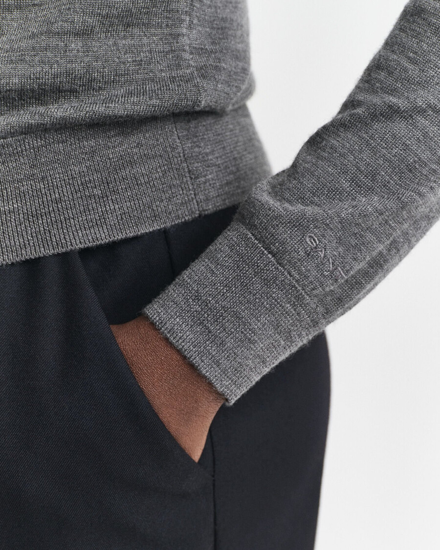 cardigan aus extrafeiner merinowolle – anthrazit meliert