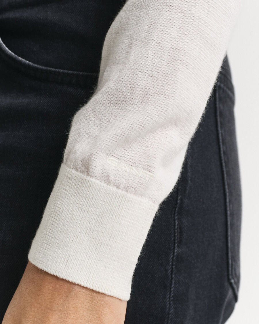 extrafeiner merinowollpullover mit v-ausschnitt – creme