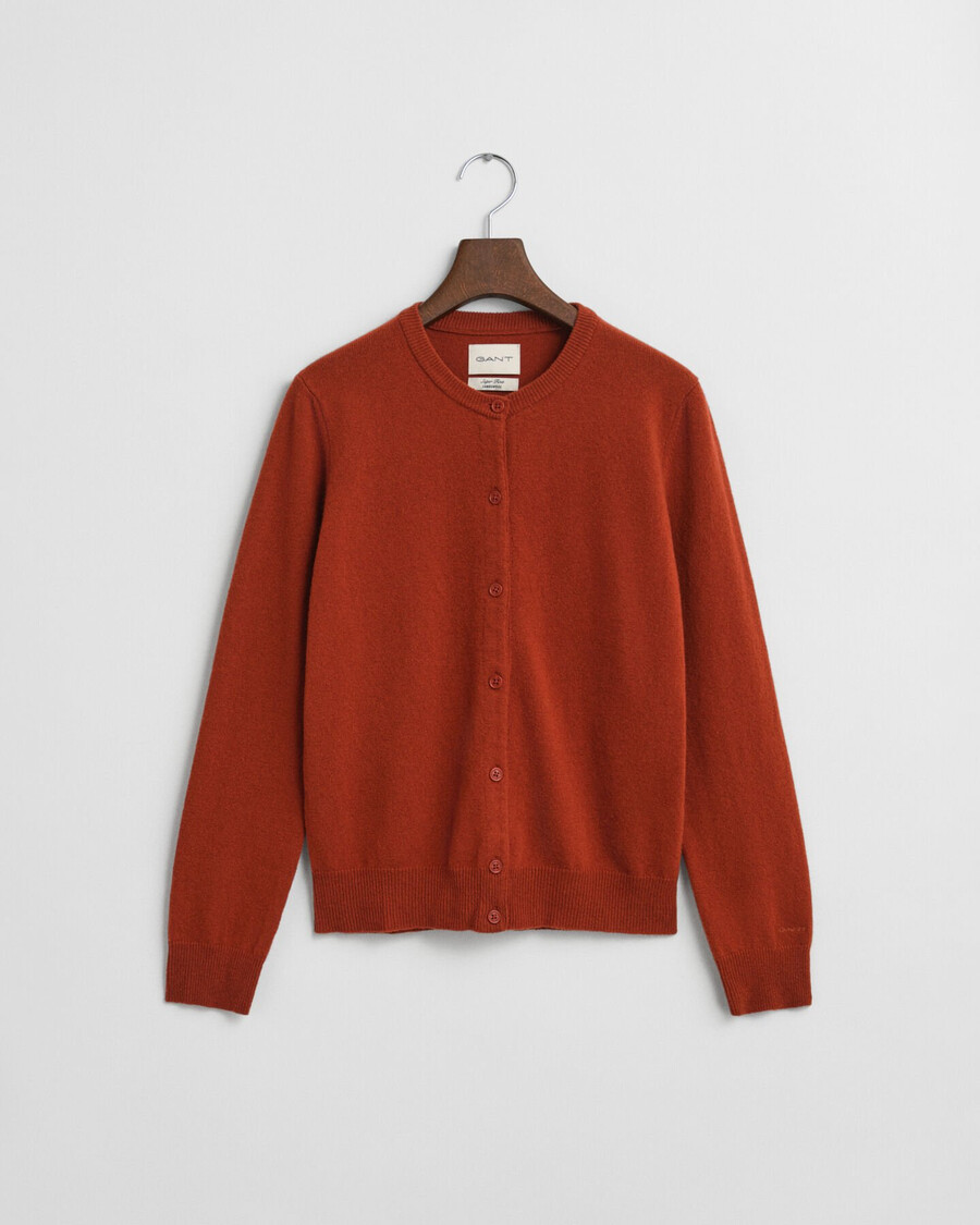 feinste lammwollstrickjacke – modern rust