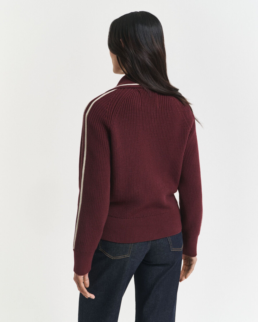 college-strickjacke mit reißverschluss – pflaumenwein