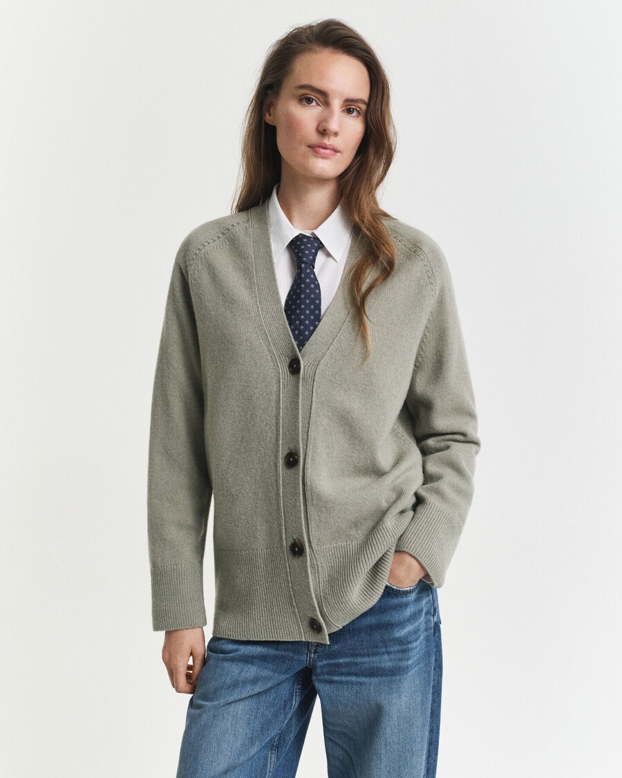 strickjacke aus woll-kaschmir-mischgewebe – verwaschenes salbeigrün