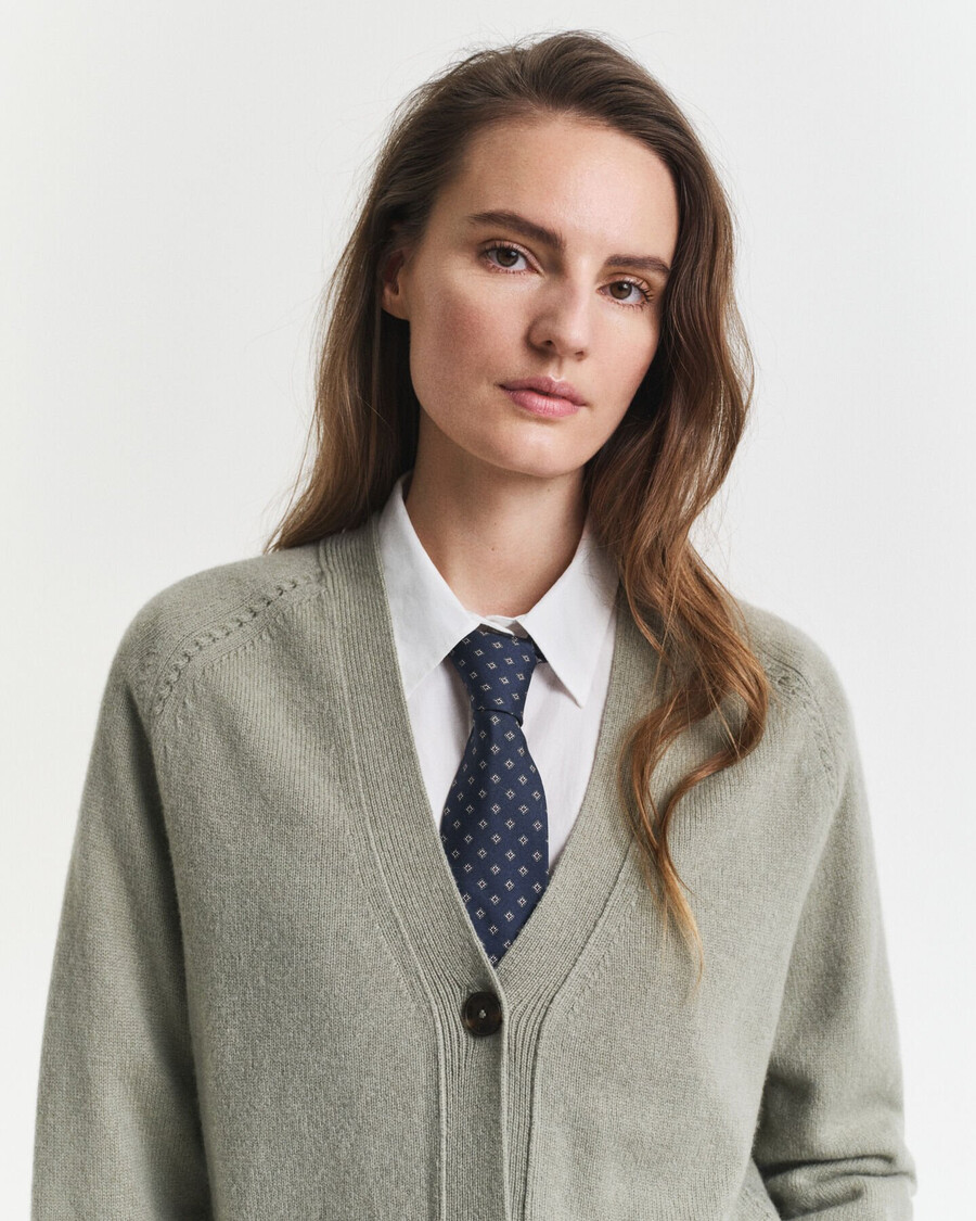 strickjacke aus woll-kaschmir-mischgewebe – verwaschenes salbeigrün