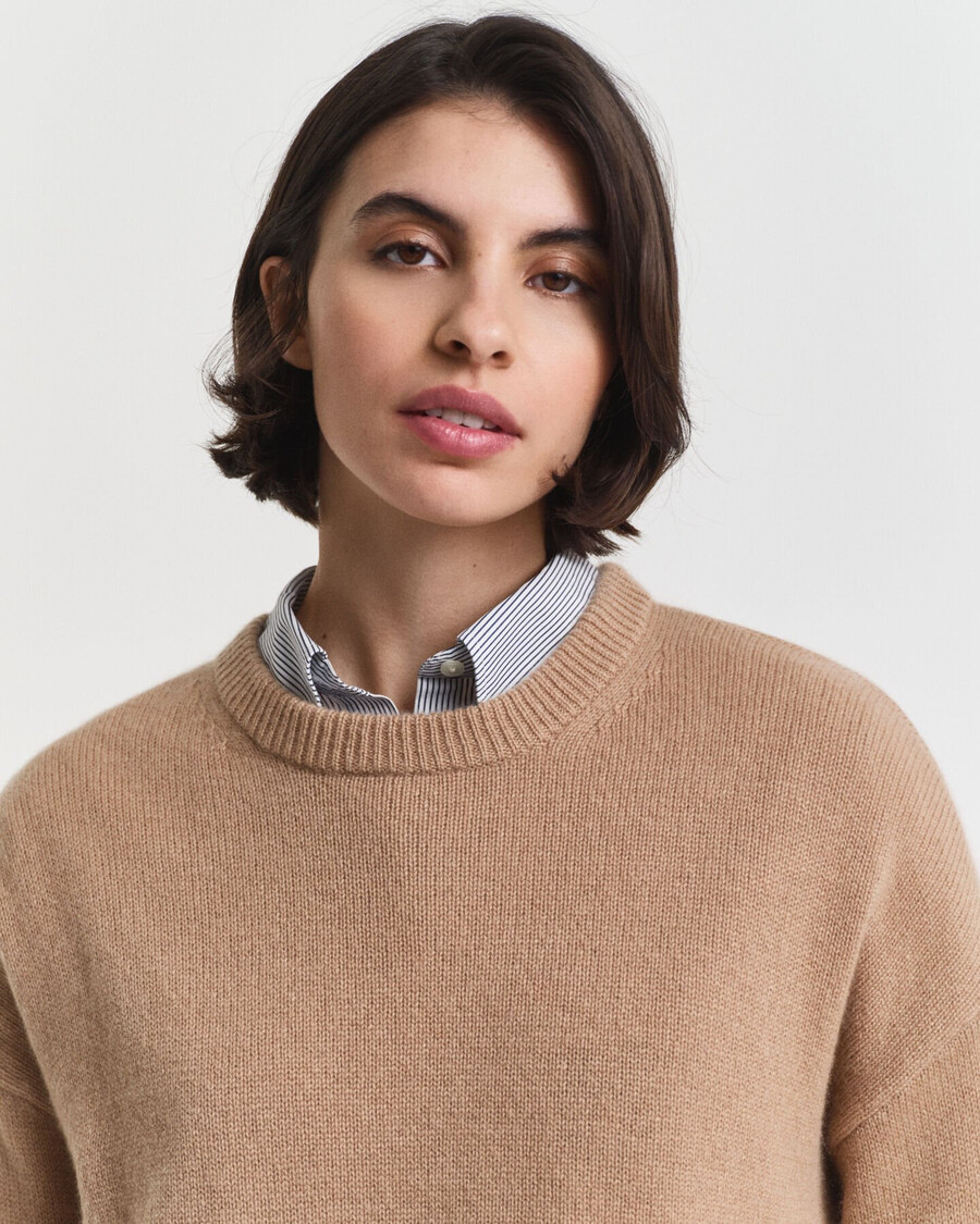 kaschmirpullover mit rundhalsausschnitt – warmes khaki