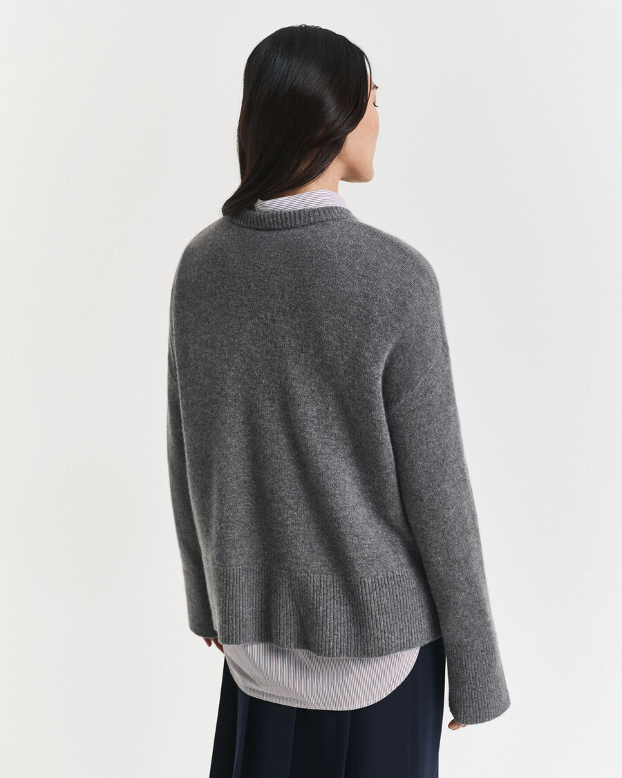kaschmirpullover mit rundhalsausschnitt – anthrazit meliert