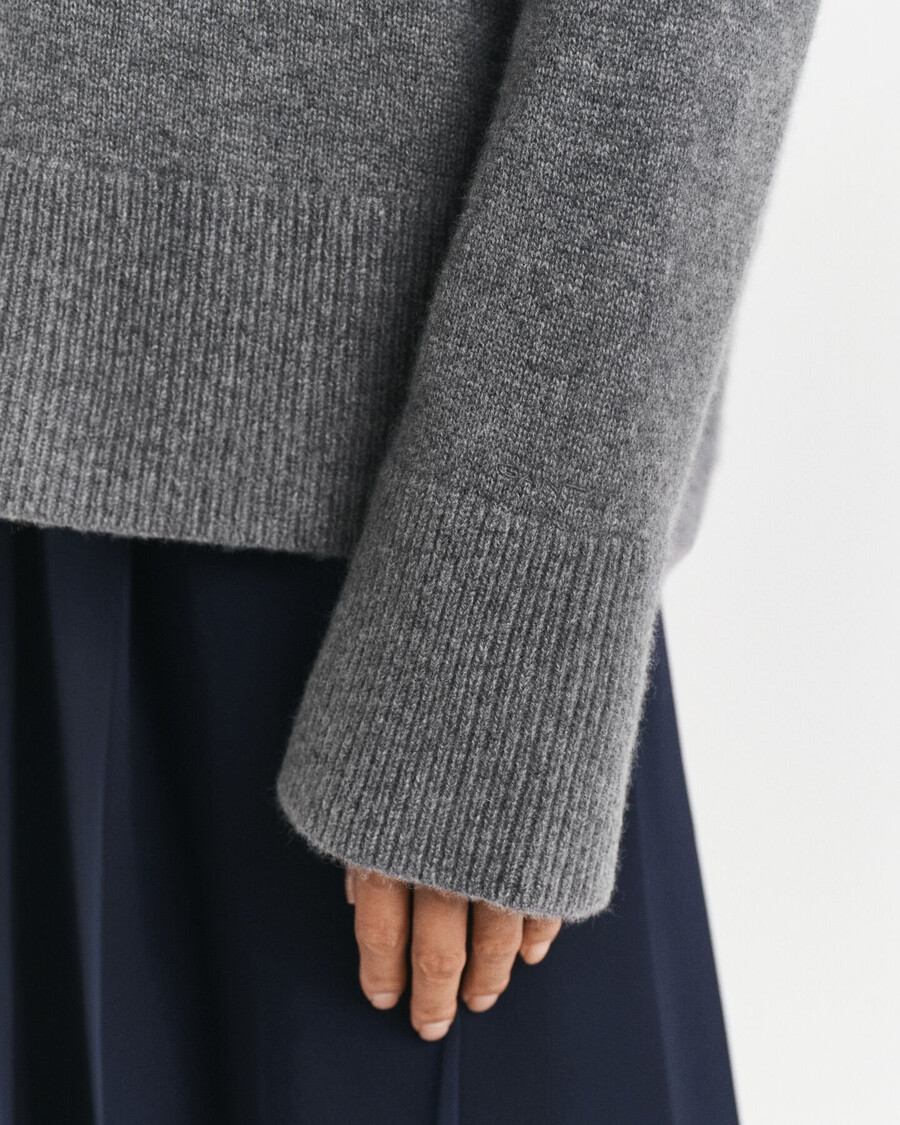 kaschmirpullover mit rundhalsausschnitt – anthrazit meliert