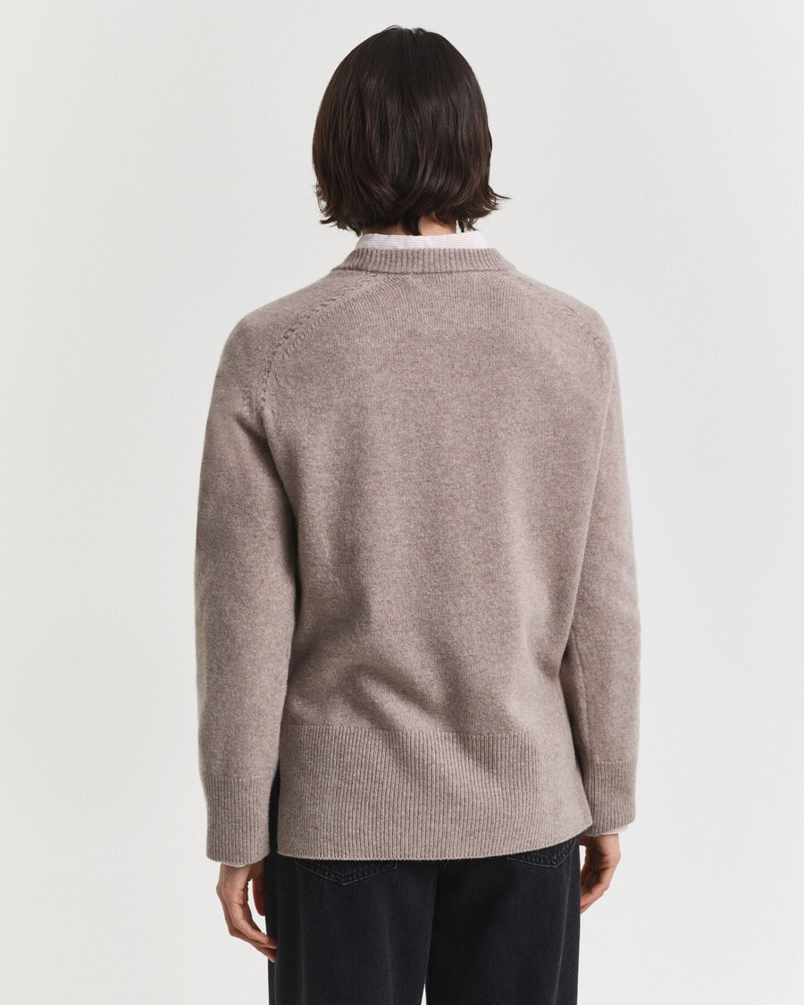 rundhalspullover aus weichem woll-kaschmir-mix – taupe-beige