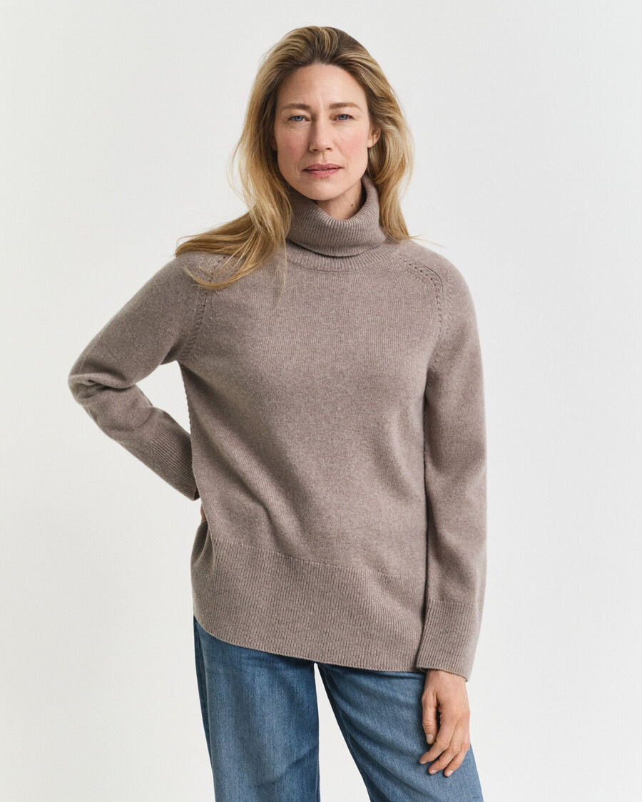 rollkragenpullover aus weichem woll-kaschmir-mix – taupe-beige