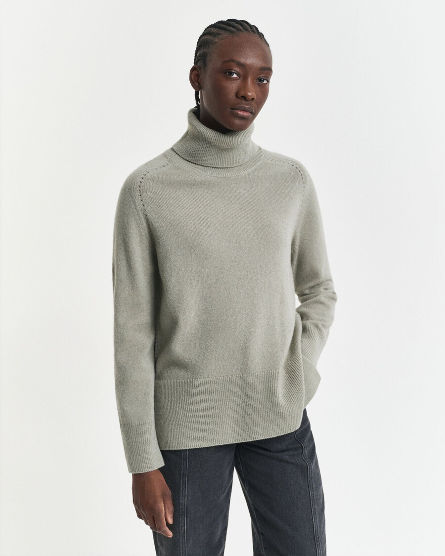rollkragenpullover aus weichem woll-kaschmir-mix – verwaschenes salbeigrün