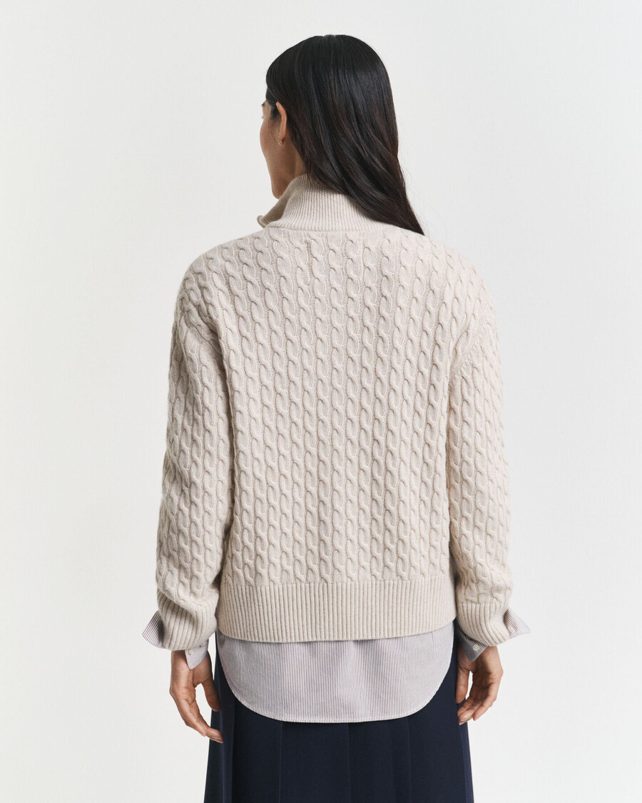 zopfmuster-strickjacke mit reißverschluss - saatmeliert