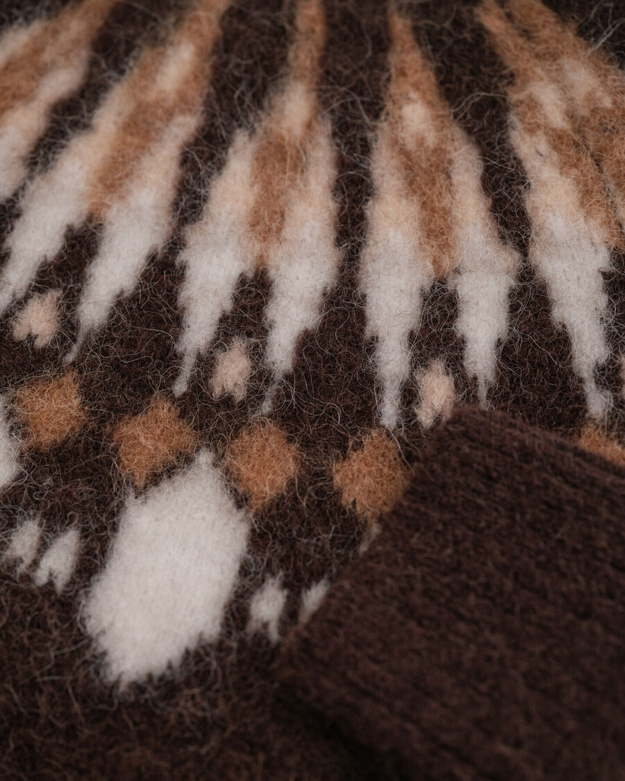 alpaka-mischgewebe-fair-isle-pullover mit rundhalsausschnitt – dunkelbraun