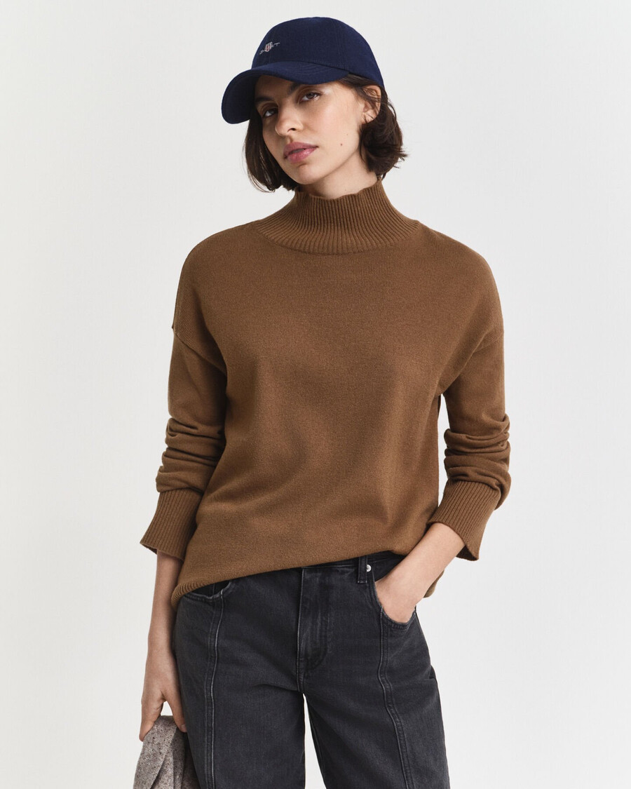 superfeiner rollkragenpullover aus lammwolle – warmes khaki