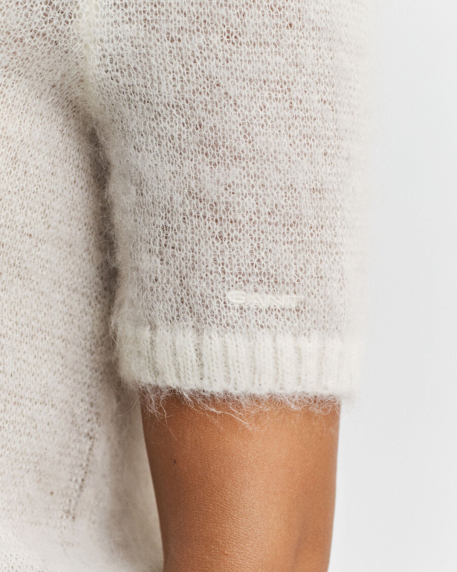 kurzarmpullover aus mohairmischung mit rundhalsausschnitt – creme