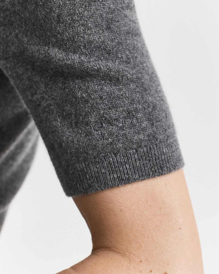 kurzärmeliger kaschmir-rollkragenpullover – anthrazit meliert