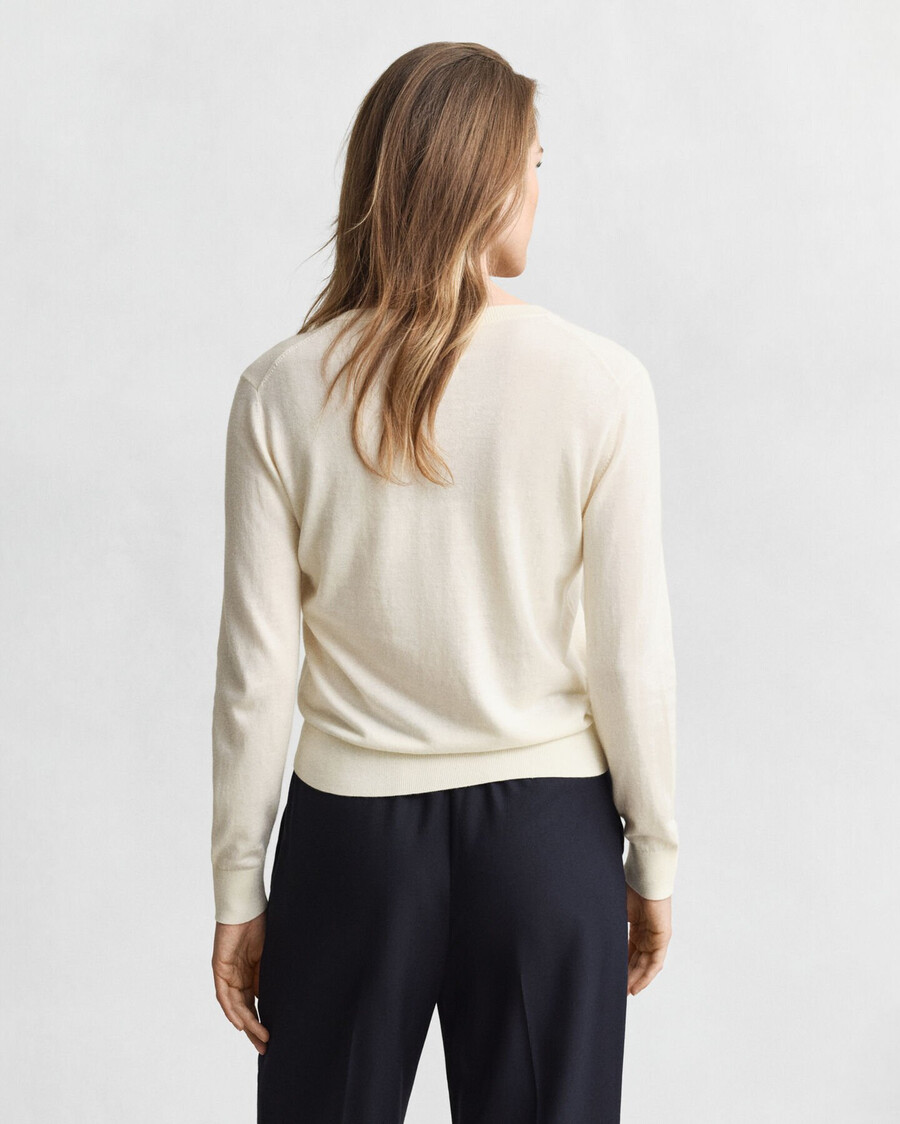 leichte strickjacke mit rundhalsausschnitt – creme