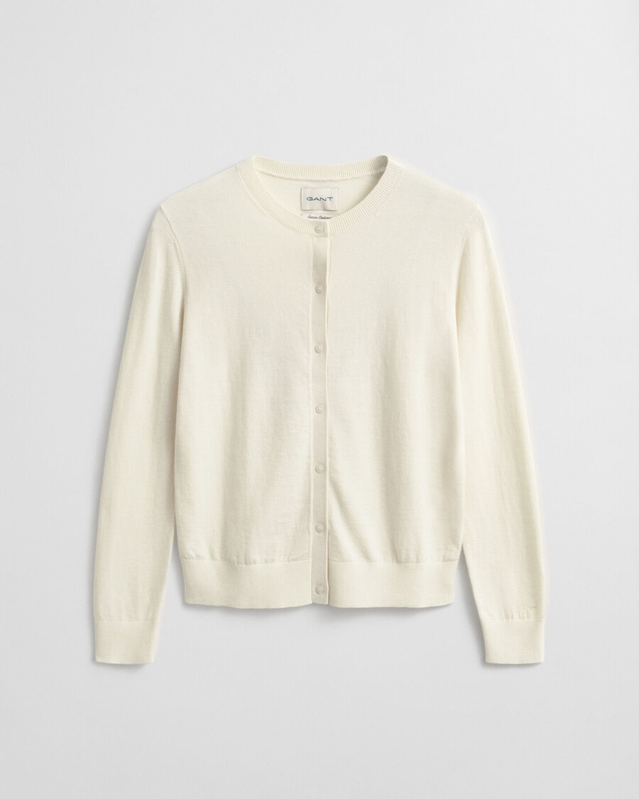 leichte strickjacke mit rundhalsausschnitt – creme