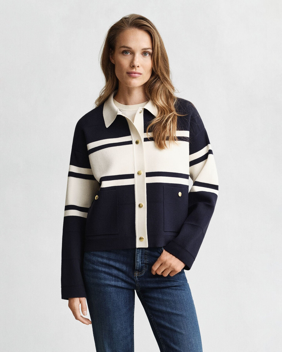farbblock-strickjacke – abendblau
