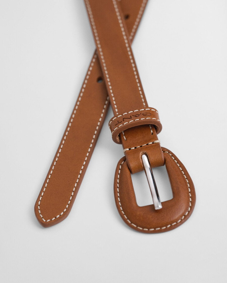 lederbezogener schnallengürtel – cognac