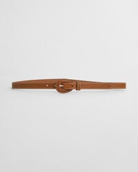 lederbezogener schnallengürtel – cognac