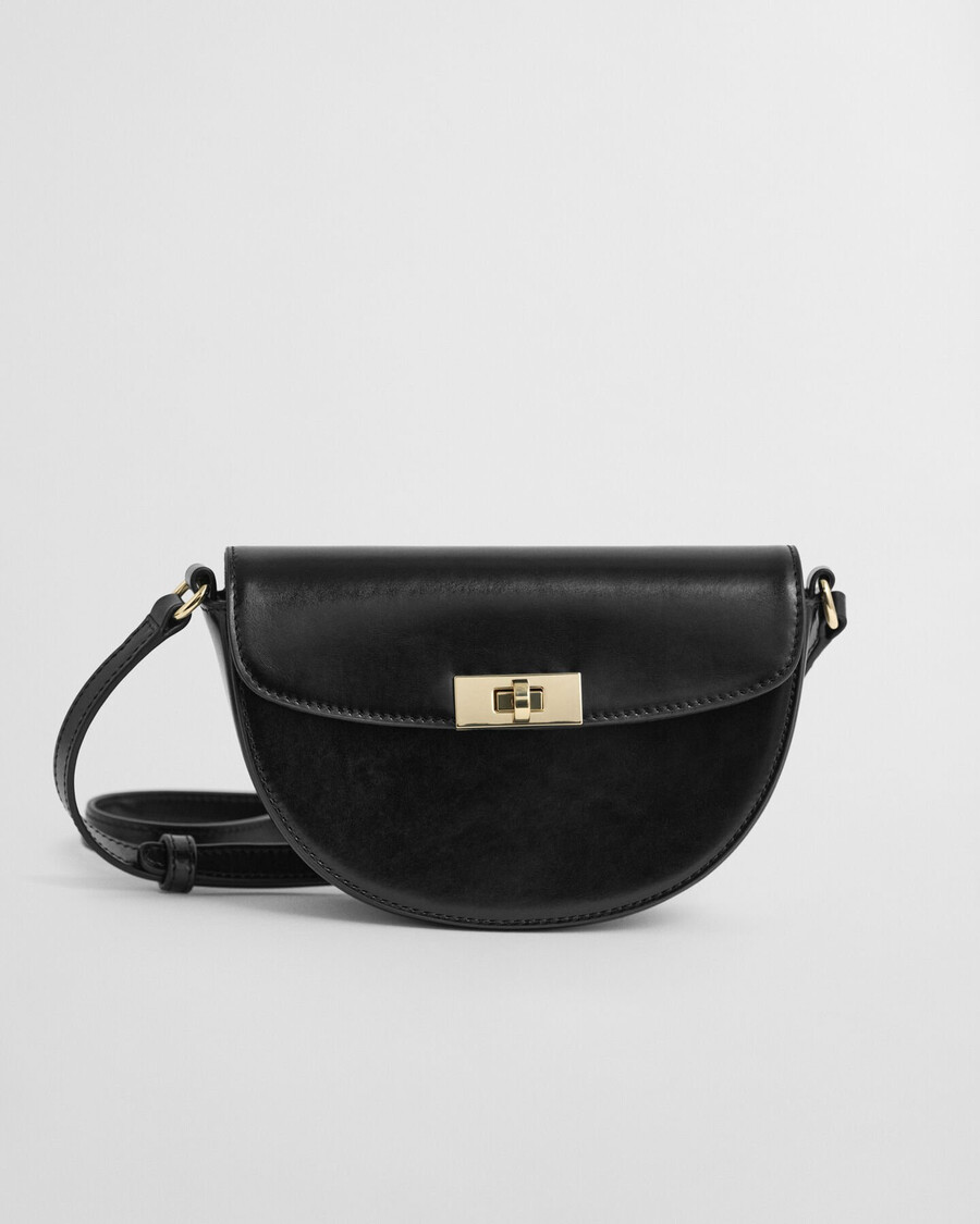 schultertasche aus leder – schwarz