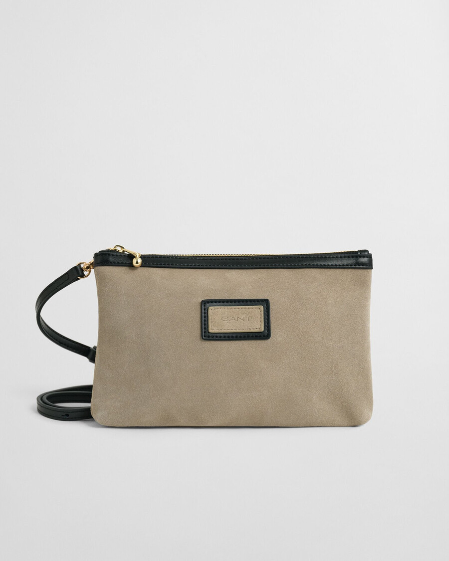 umhängetasche aus wildleder – taupe beige