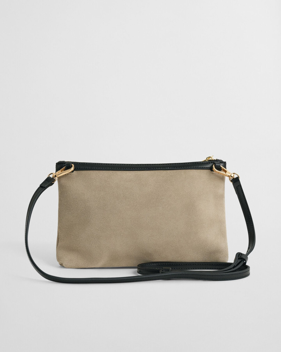 umhängetasche aus wildleder – taupe beige