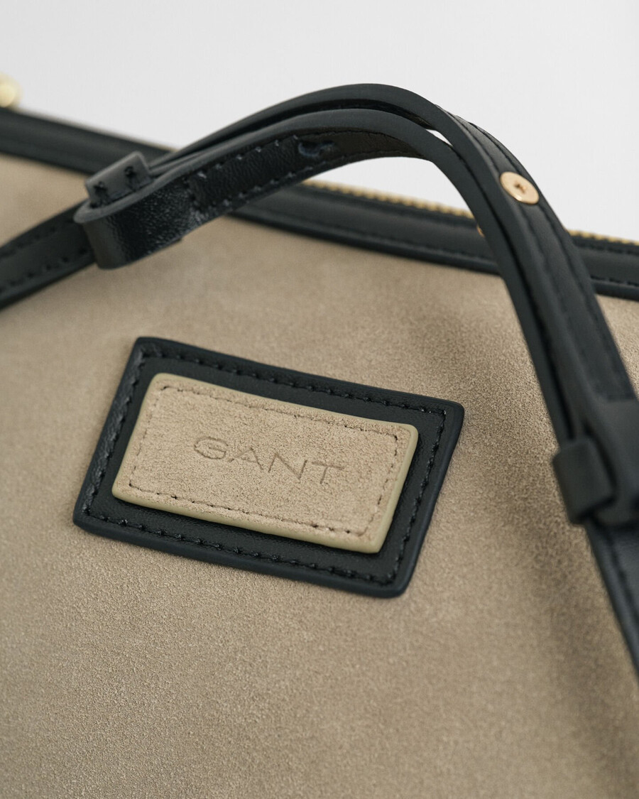 umhängetasche aus wildleder – taupe beige