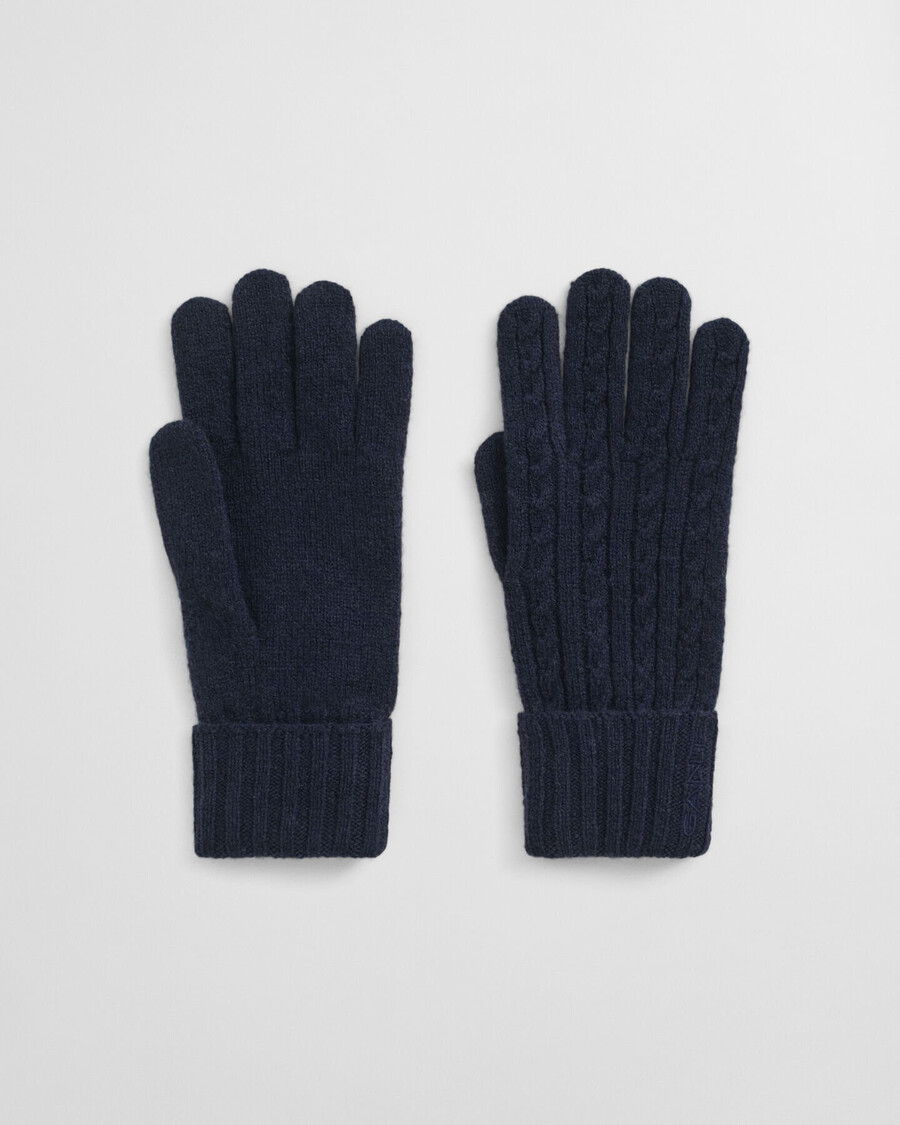wollkabelhandschuhe - abendblau