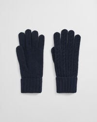 wollkabelhandschuhe - abendblau