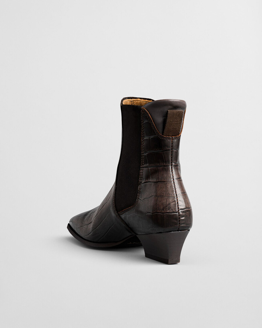 bassotte stiefel aus leder mit krokodilmuster – dunkelbraun