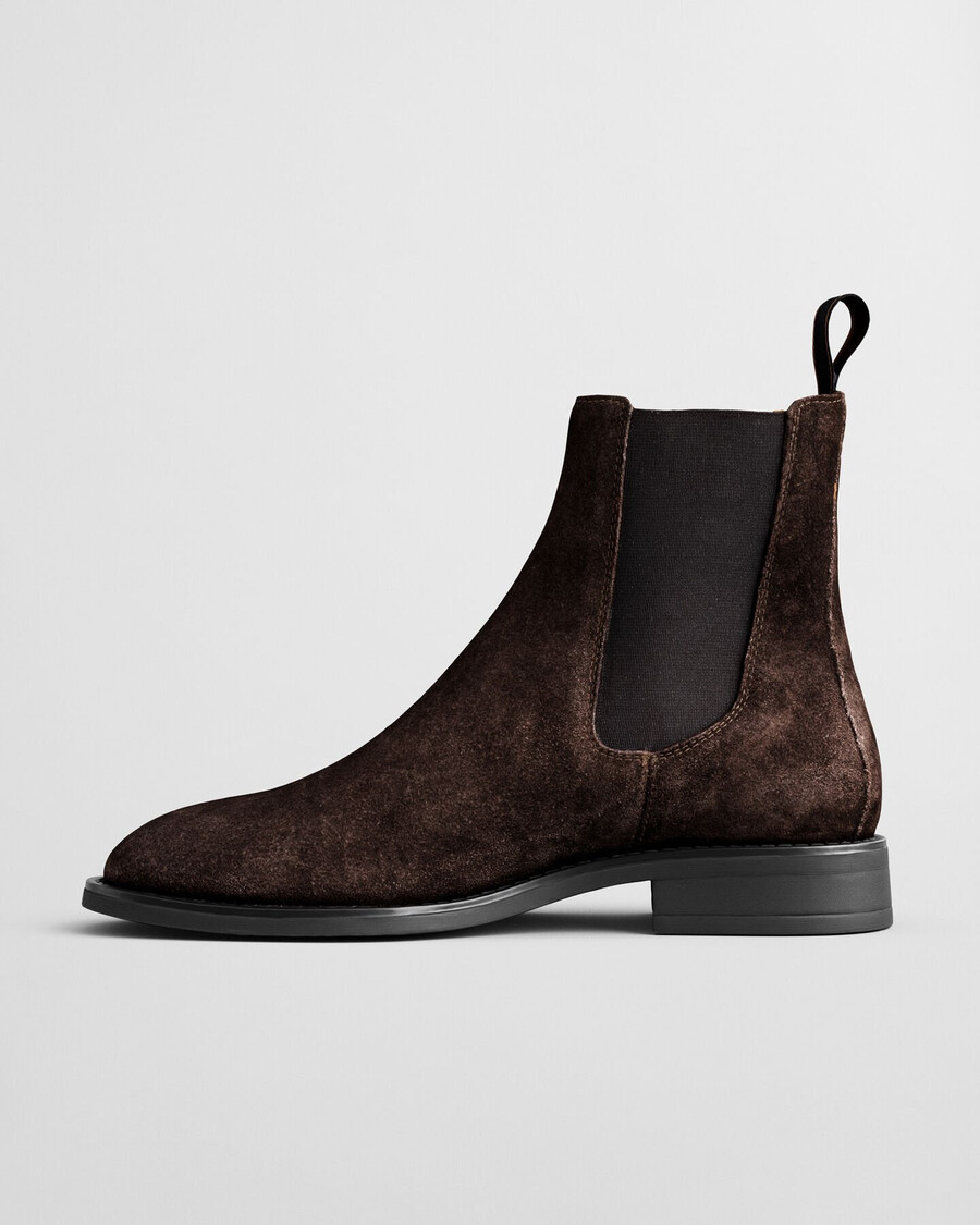 fayy wildleder-chelsea-stiefel – dunkelbraun