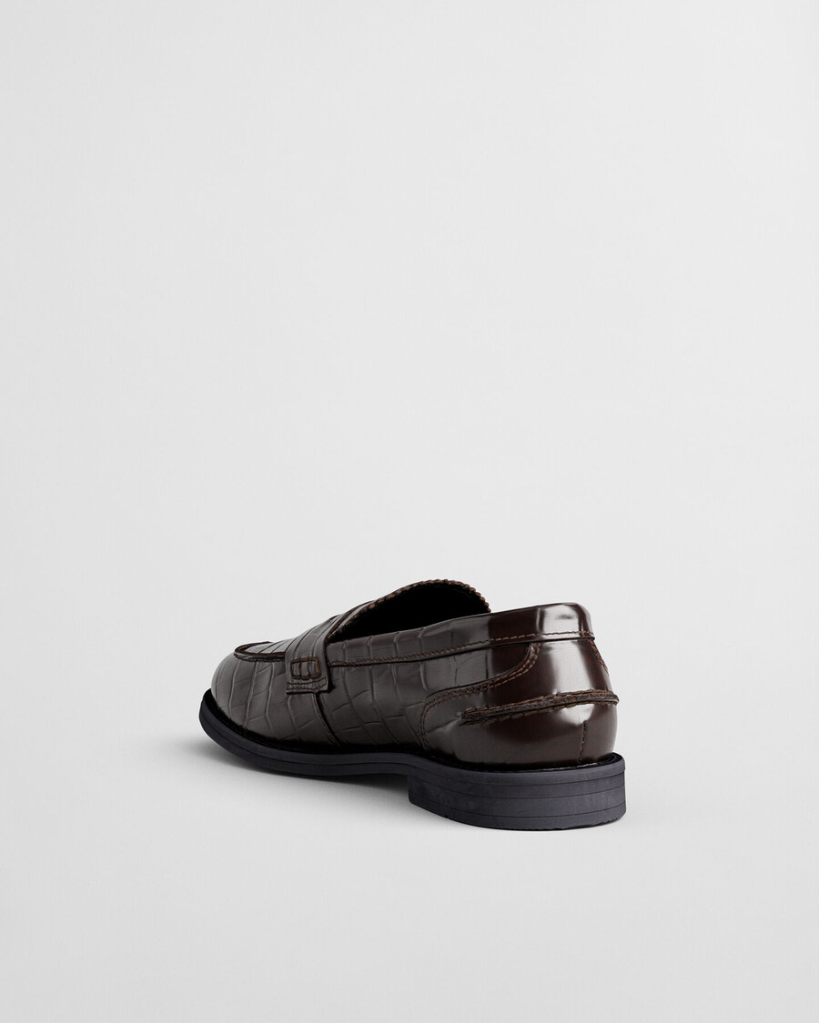 gracelyn loafer aus leder in kroko-optik – dunkelbraun