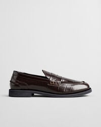 gracelyn loafer aus leder in kroko-optik – dunkelbraun